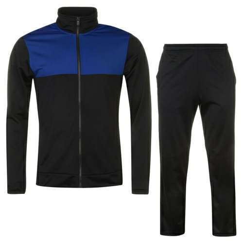 Black and Royal Blue Color Block Tracksuit